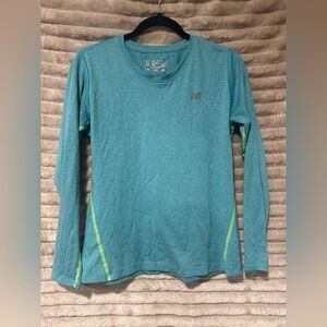 New Balance Aqua Long Sleeve Shirt with Lime Accents